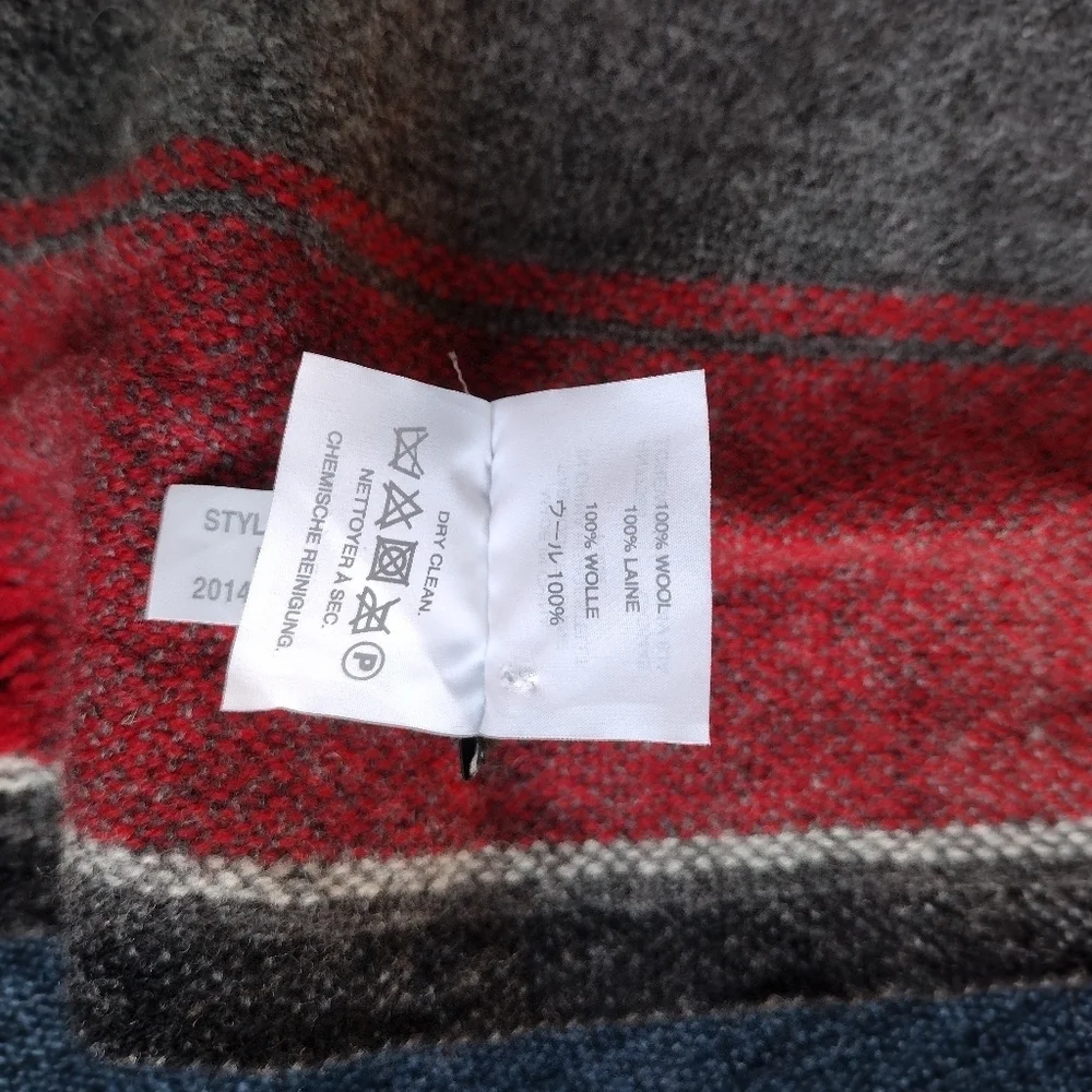 J. CREW Super Soft Pure Wool Mercer Stripe Scarf Muffler Charcoal Gray & Red